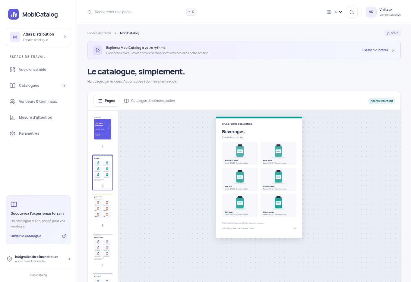 Catalog reader with thumbnails and zoom